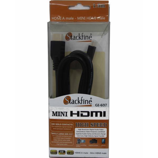 STACKFINE GI - 637 HDMI to Mini HDMI Cable 1.5M ستاكفاين سلك توصيل ميني اتش دي إلى اتش دي